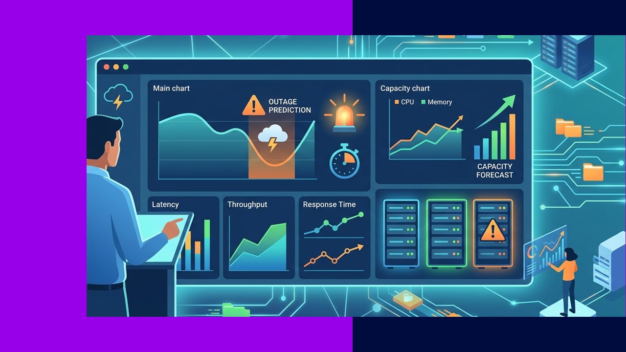 Predictive analytics in IT forecasting outages and capacity on an operations dashboard