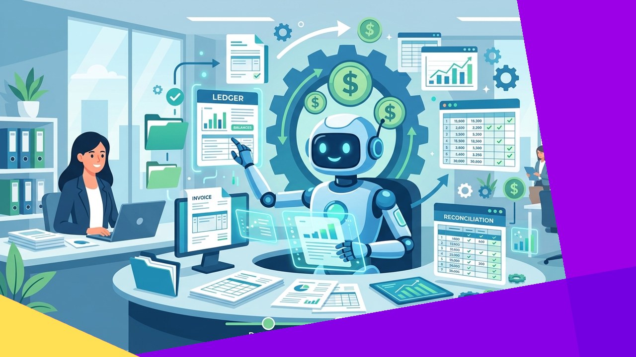 Robotic process automation handling accounting tasks like reconciliations and data entry