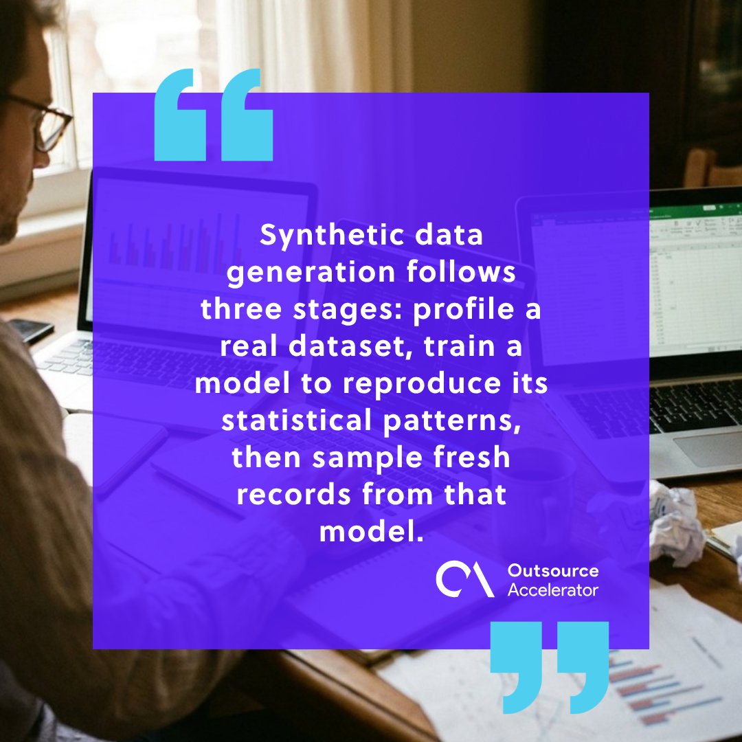 Data scientist at a sunlit desk reviewing a dataset profile on screen with a training notebook open beside it.