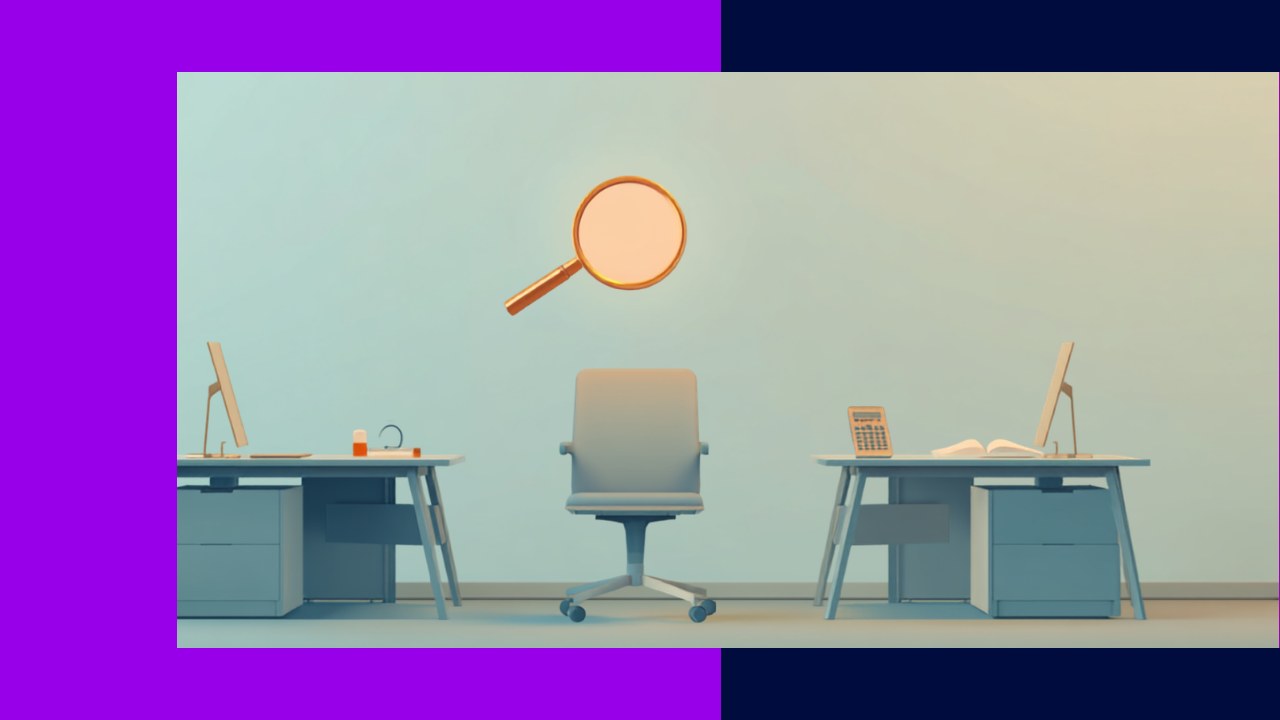 Talent shortages in accounting shown as empty desks and a hard-to-fill role