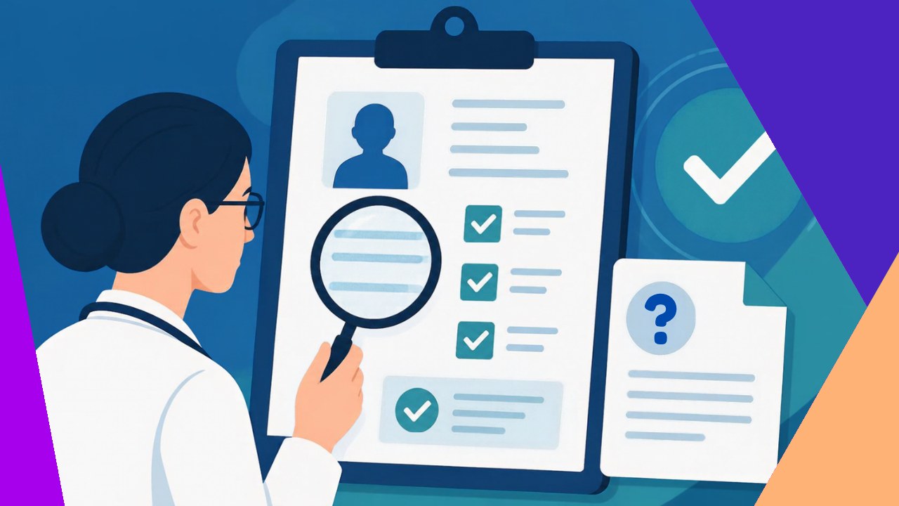 Clinical documentation improvement specialist reviewing a medical record for accuracy and completeness