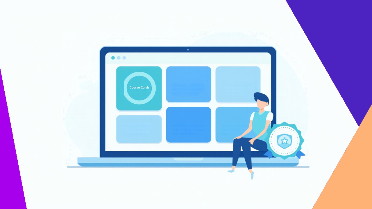 Learning and development portal on a screen with courses, progress tracking, and certificates