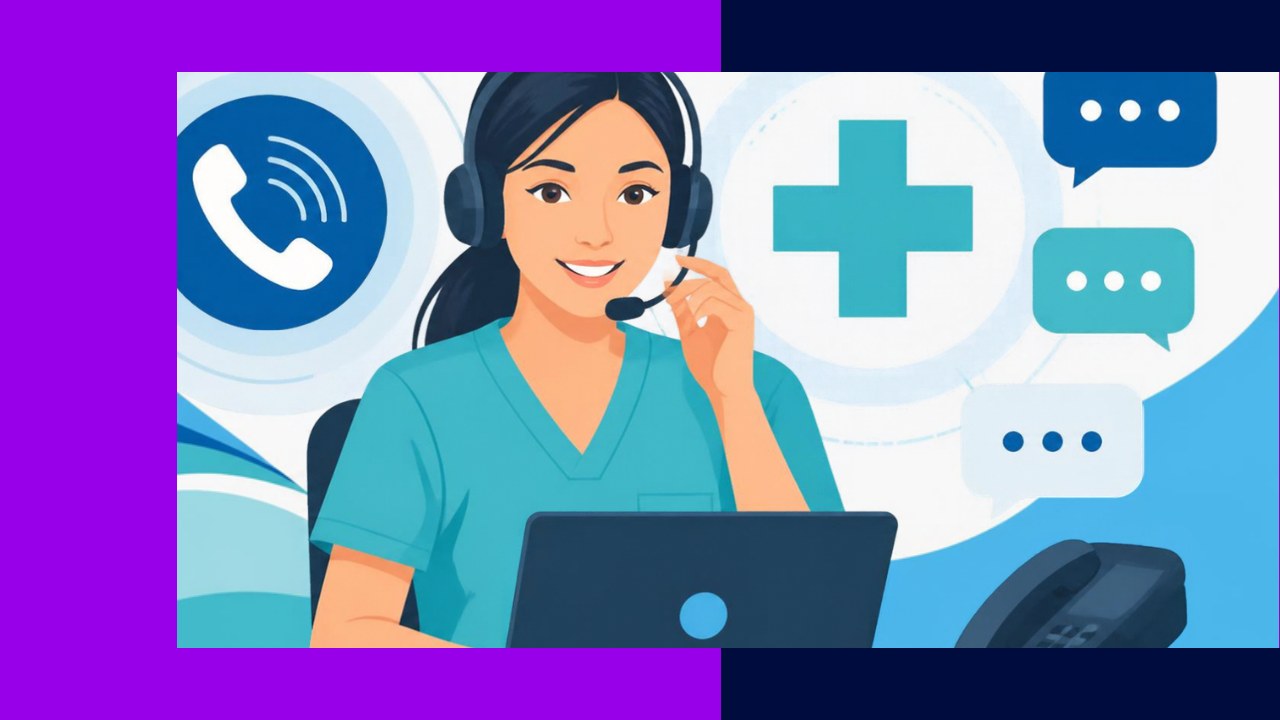 Medical answering service agent taking patient calls and messages for a practice