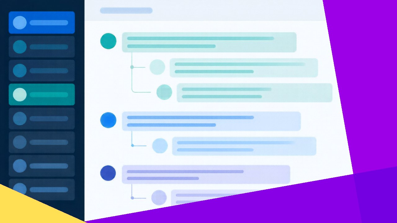 Team discussion board with threaded conversations and topic channels for a remote team