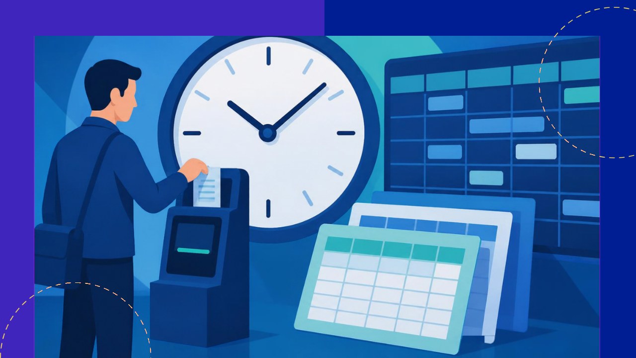 Time and attendance management tracking employee clock-ins, shifts, and hours
