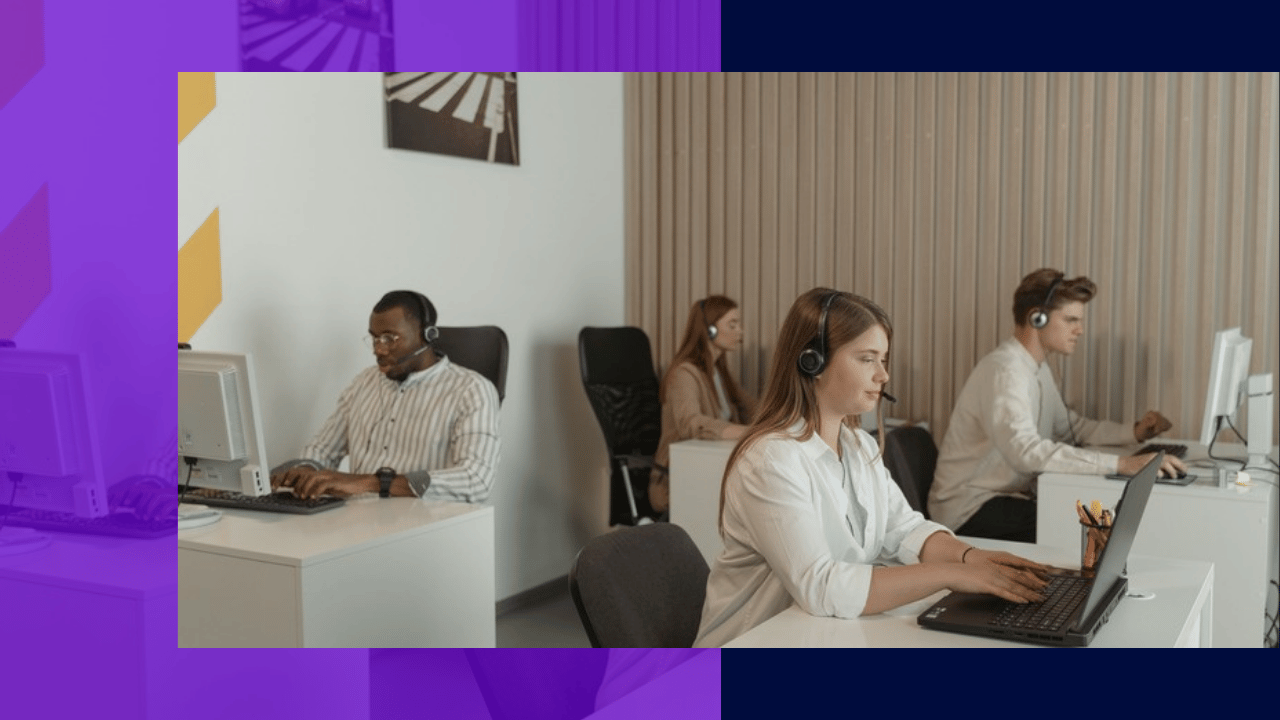 AI in media operations - an operations team working at computers in an office