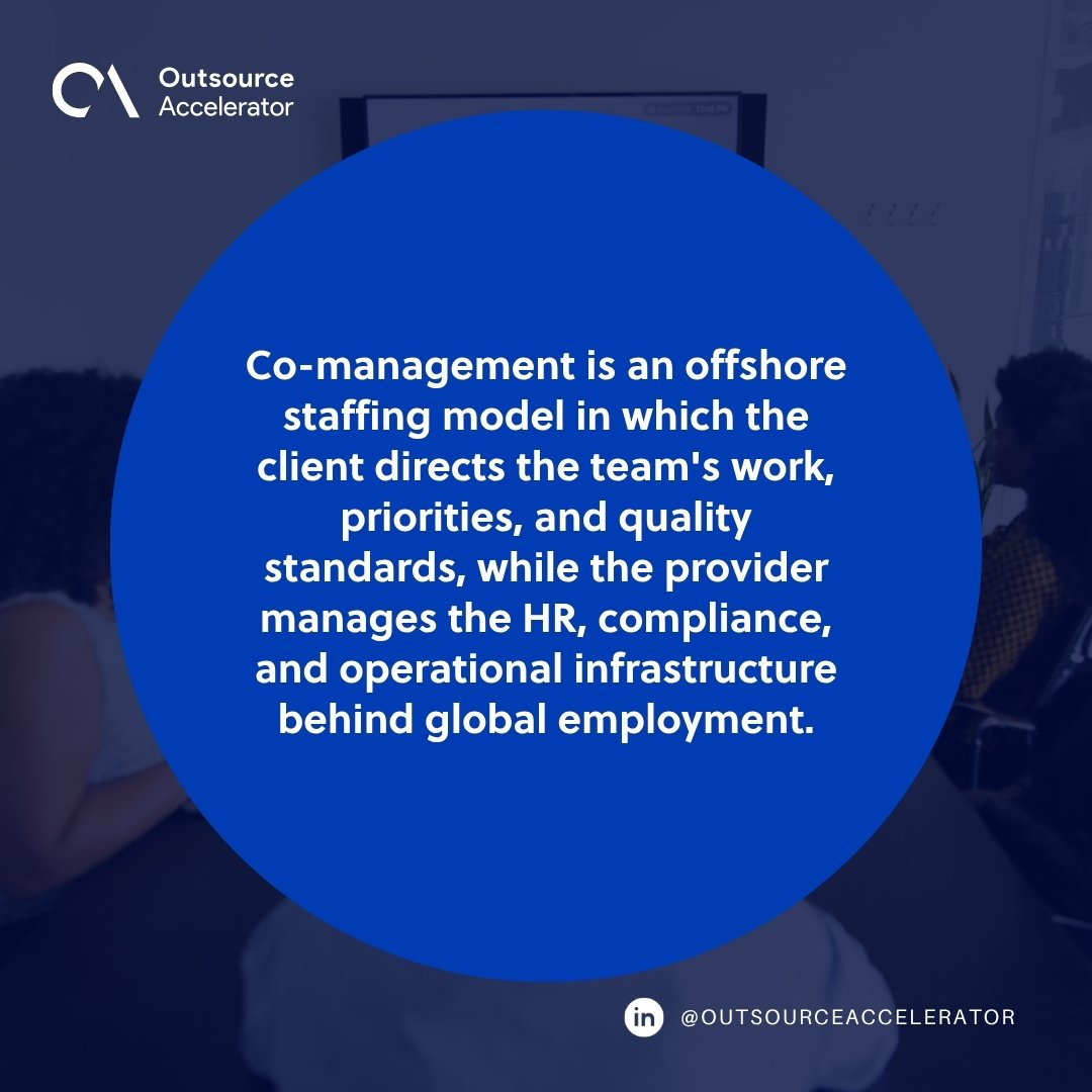 Co-management - a team at a conference table on a video call with remote colleagues