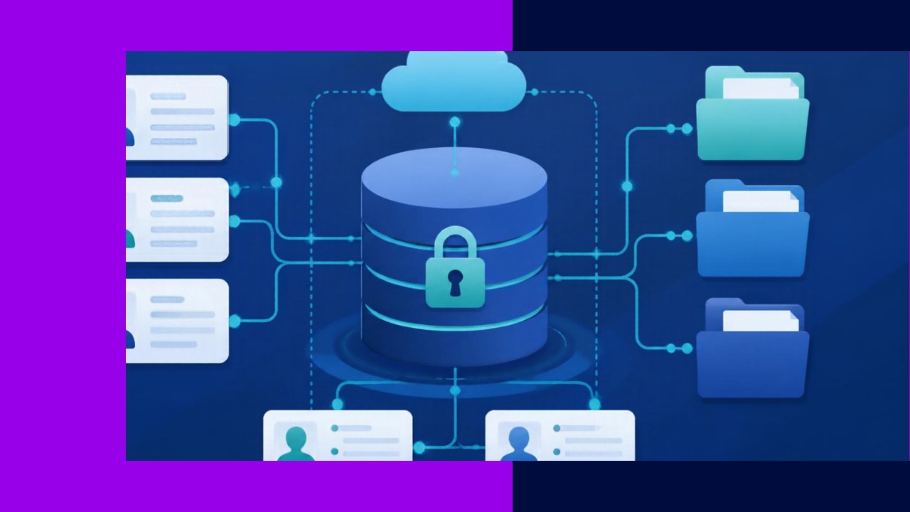 Employee data management organizing secure HR records in a central system