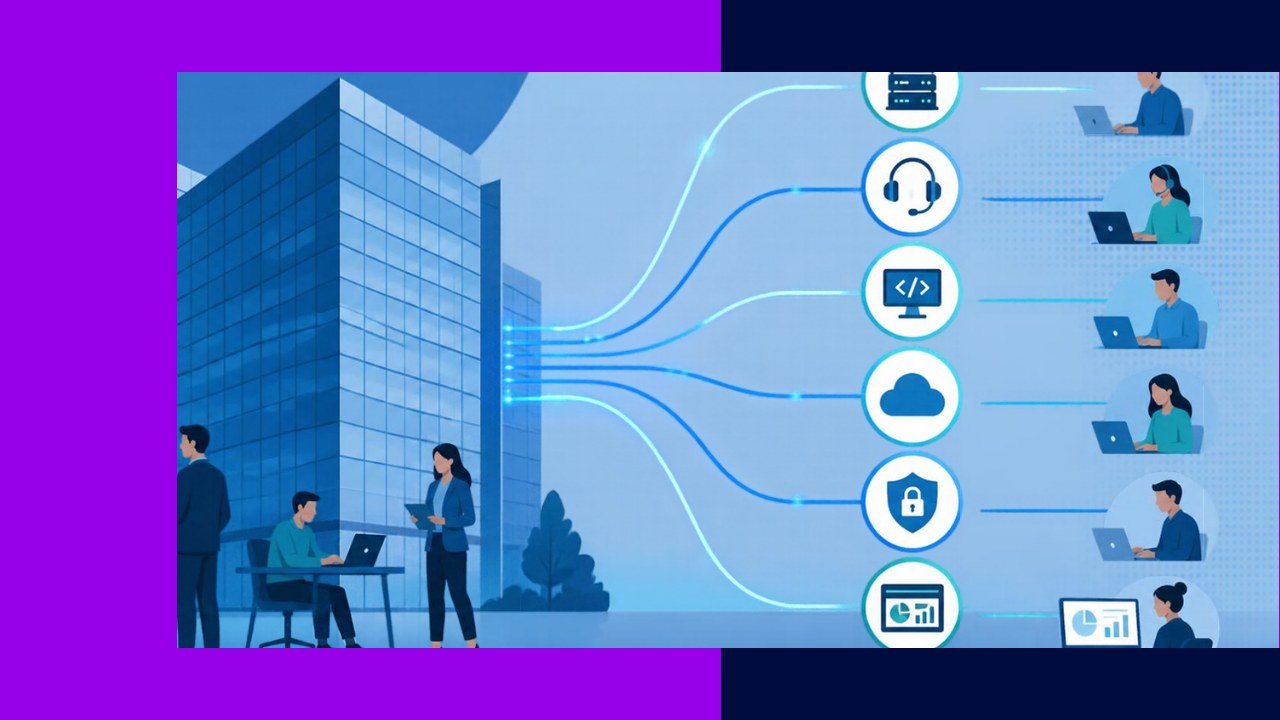 Enterprise IT outsourcing delivering large-scale IT services to big organizations