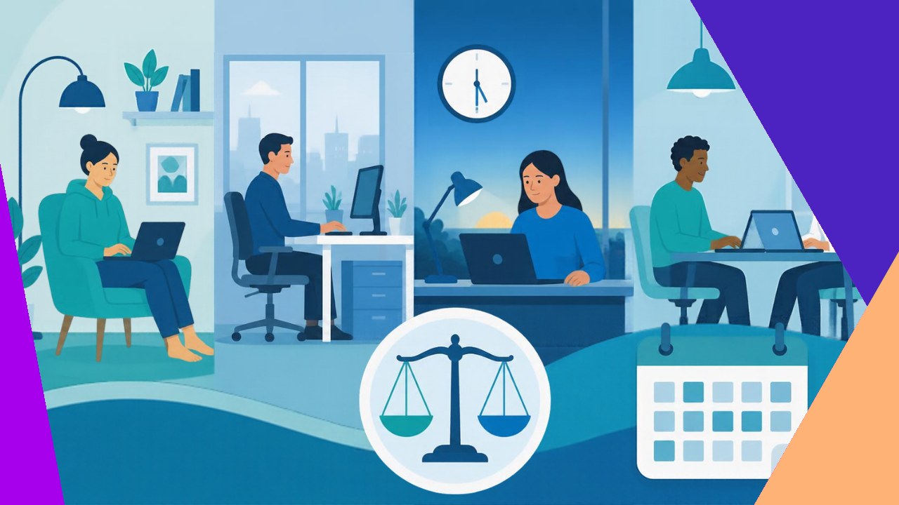 Flexible work arrangements covering remote, hybrid, and flexible hours options