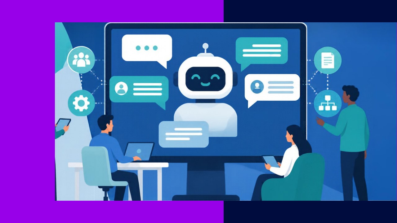 HR chatbot and virtual assistant answering employee questions on a screen