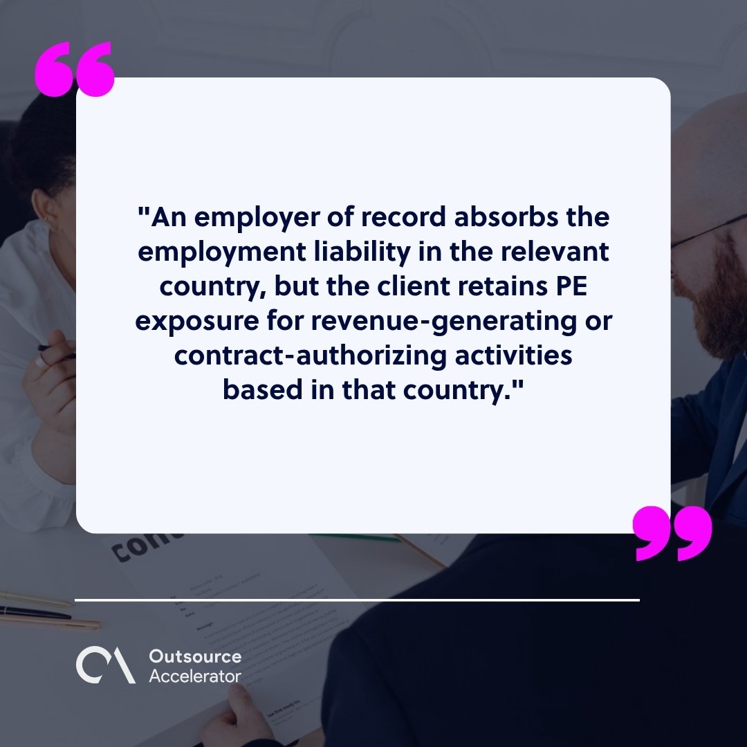 permanent establishment risk overseas hiring - three professionals discussing a contract at a desk