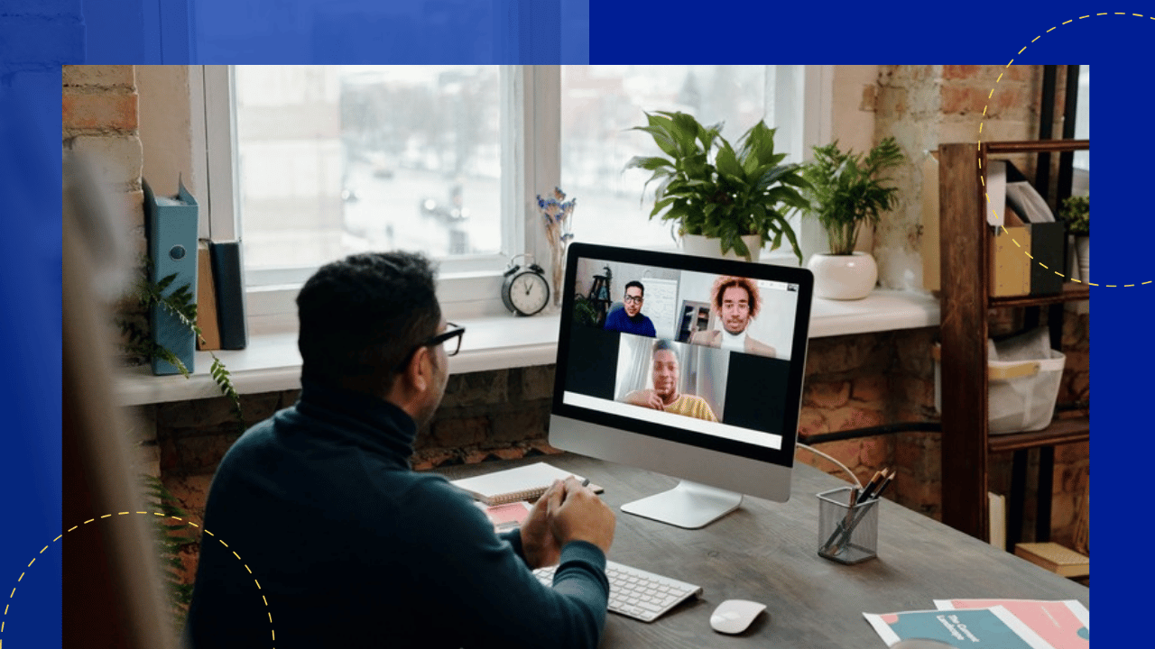 managing an offshore team through an EOR - a manager on a video call with a remote team
