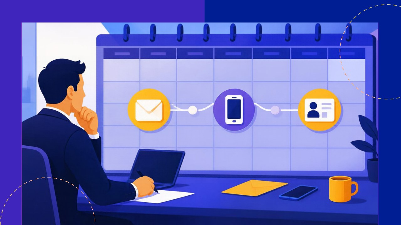 Multichannel outreach sequence across email, LinkedIn, and phone for BPOs