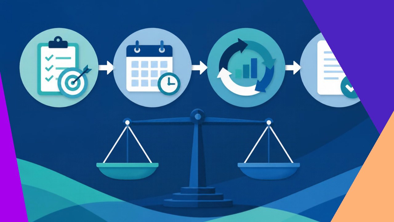 Performance management workflows guiding goals, reviews, and feedback steps