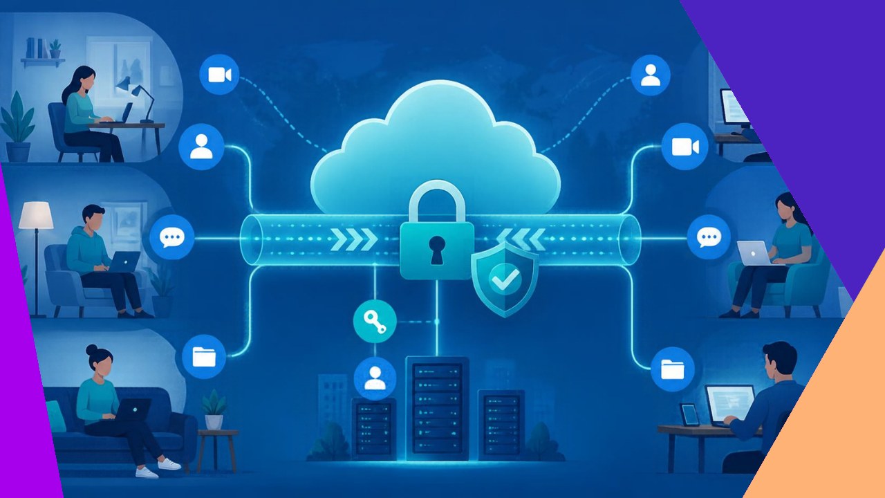Remote work infrastructure of devices, cloud, VPN, and collaboration tools