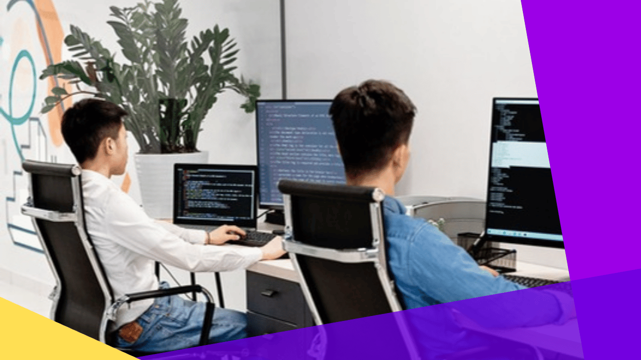 switching offshore development teams - two developers writing code at office workstations