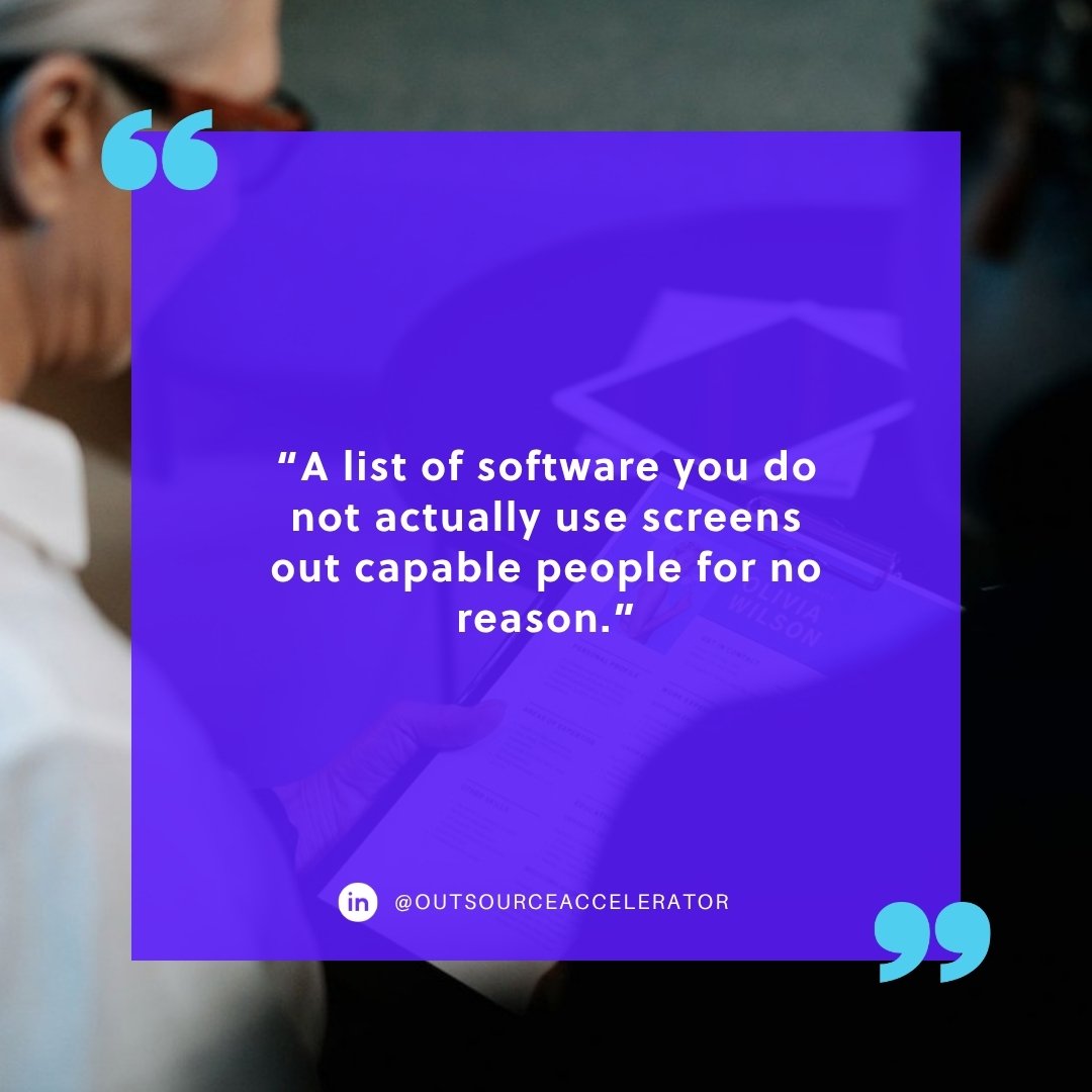 Virtual assistant software requirements - an interviewer reviewing a resume on a clipboard