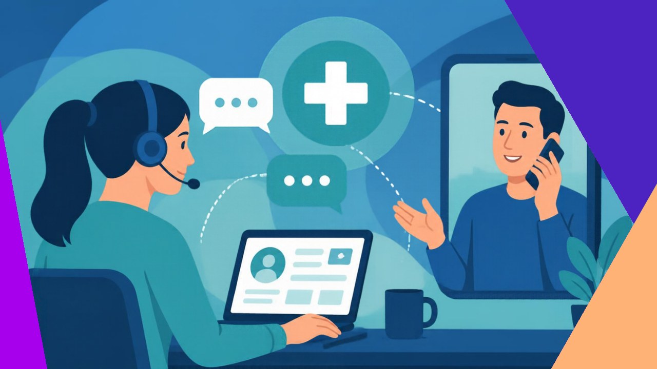 Virtual patient support team assisting patients remotely by phone and video