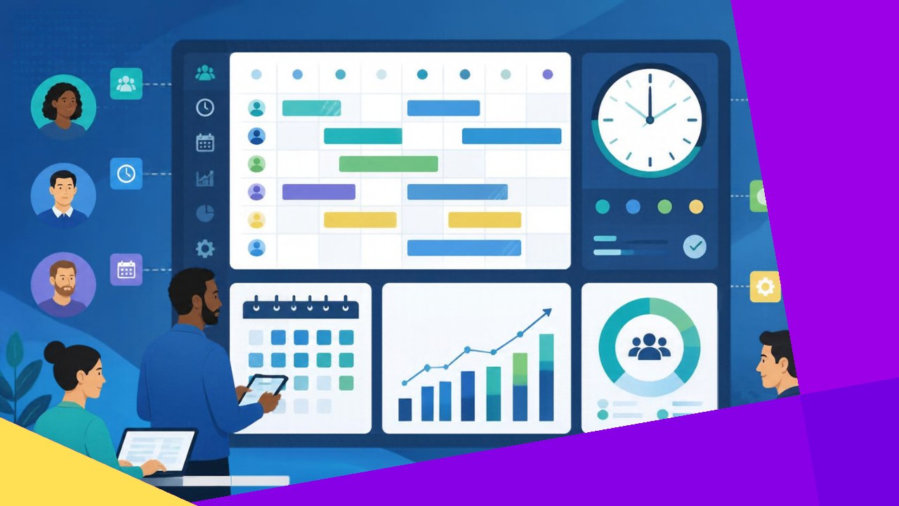 Workforce management technologies coordinating scheduling, time, and productivity